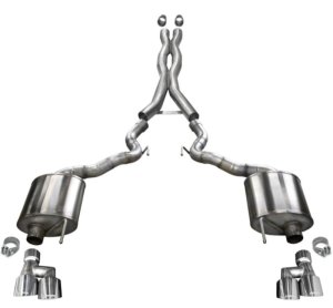 Ford Mustang Performance Exhaust - Dual Rear Exit - CORSA Performance - Cat-Back Xtreme with 4in Tips - `18-`23